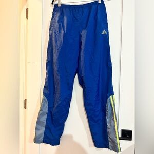Adidas Men's Blue Joggers with Gray and Yellow Accents